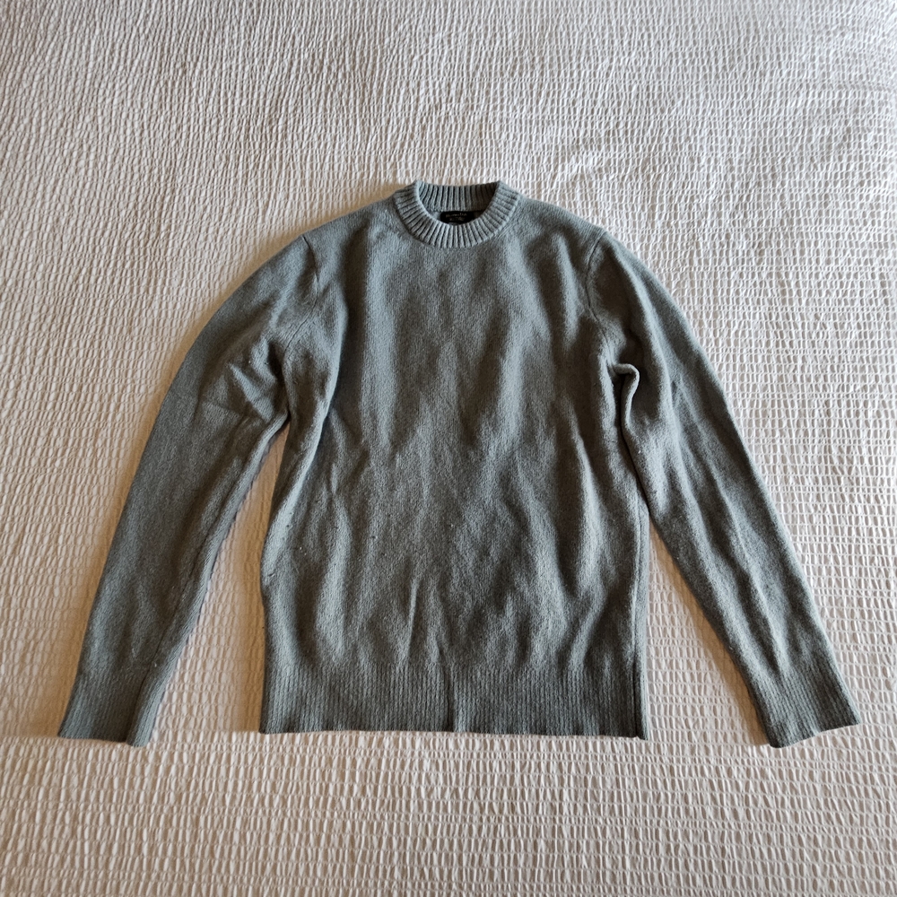 Used Medium Mens Light Green/Gray Massimo Dutti Crewneck Sweater